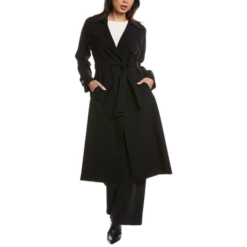 Theory Womens Oaklane Casual Trench, Black